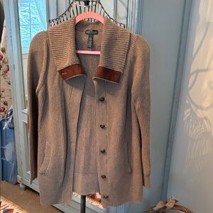 Ralph Lauren Taupe/Olive Cardigan Knit Sweater